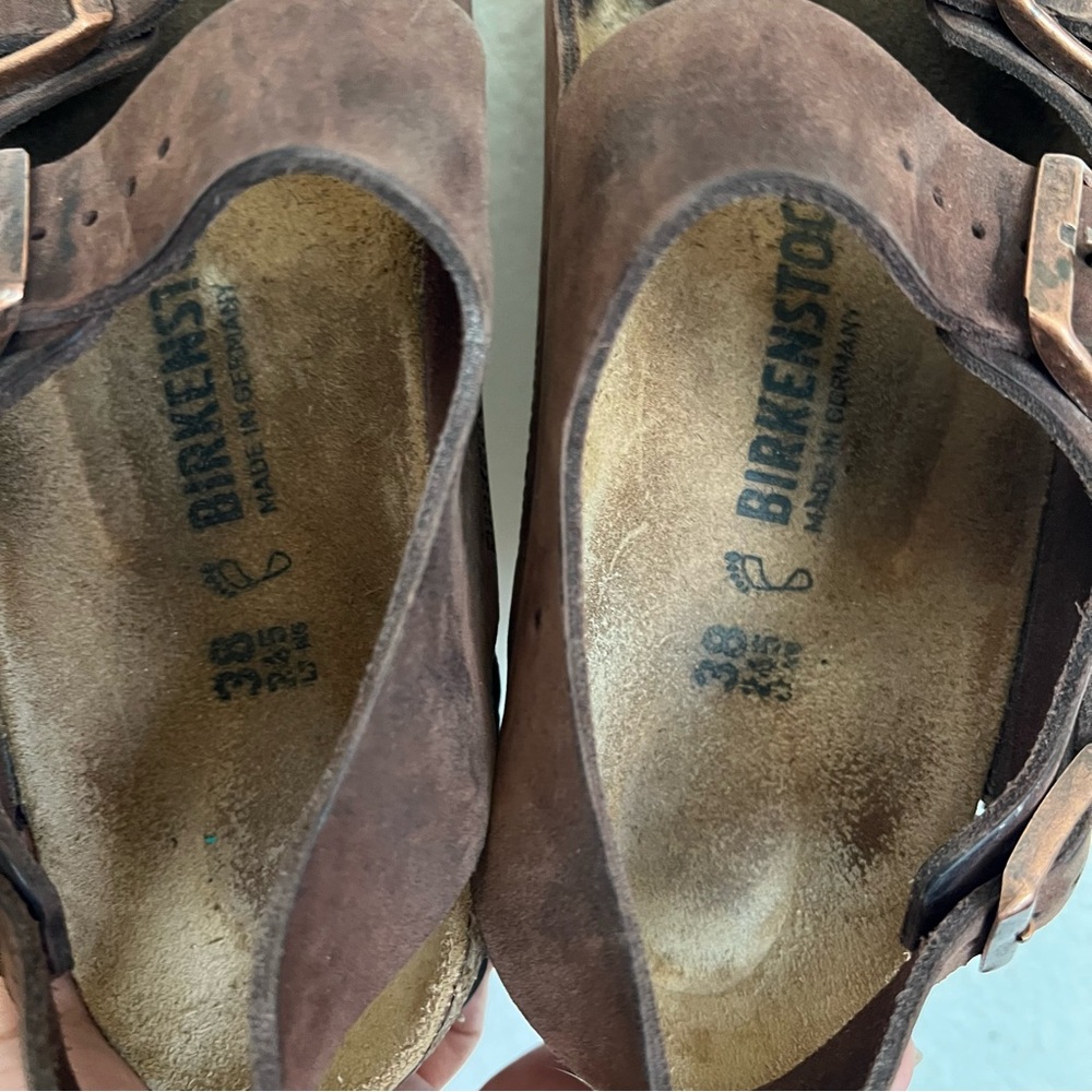 Birkenstock Milano Oiled Leather Habana Sandals Size 7-7.5 Wide - Picture 10 of 16